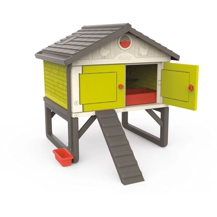 Smoby - Cot Cot Cottage - Poulailler Plastique - Capacité 5 Poules - Nettoyage Facile - Traitement Anti-UV - Fabriqué en France