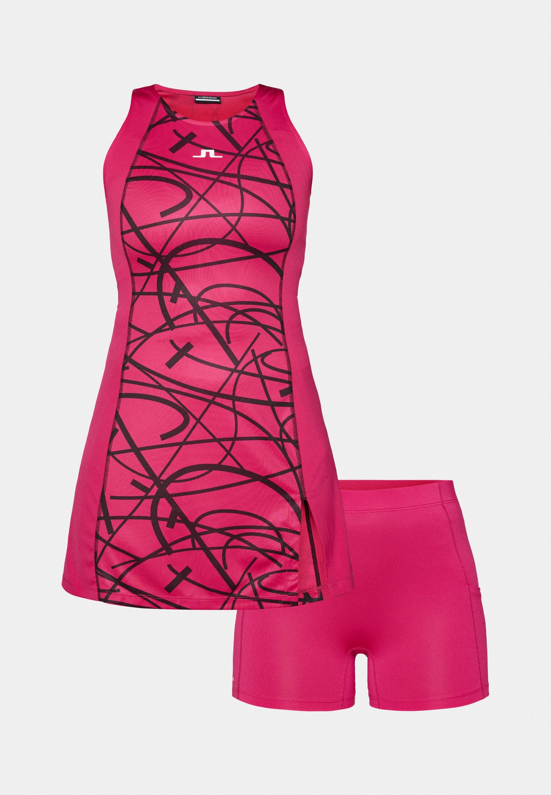 J.LINDEBERG Sports MADDY PRINTED DRESS 2-IN-1 - Leggings - bordeauxrot