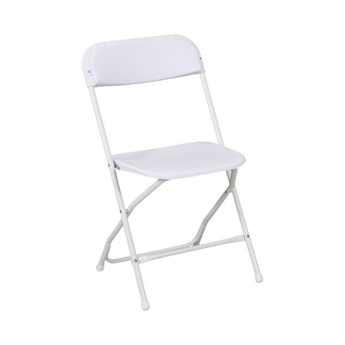 Chaise pliante - 7H SEVEN HOUSE - Lot de 4 - Blanc - Acier et plastique - 49x44.5x80.5cm