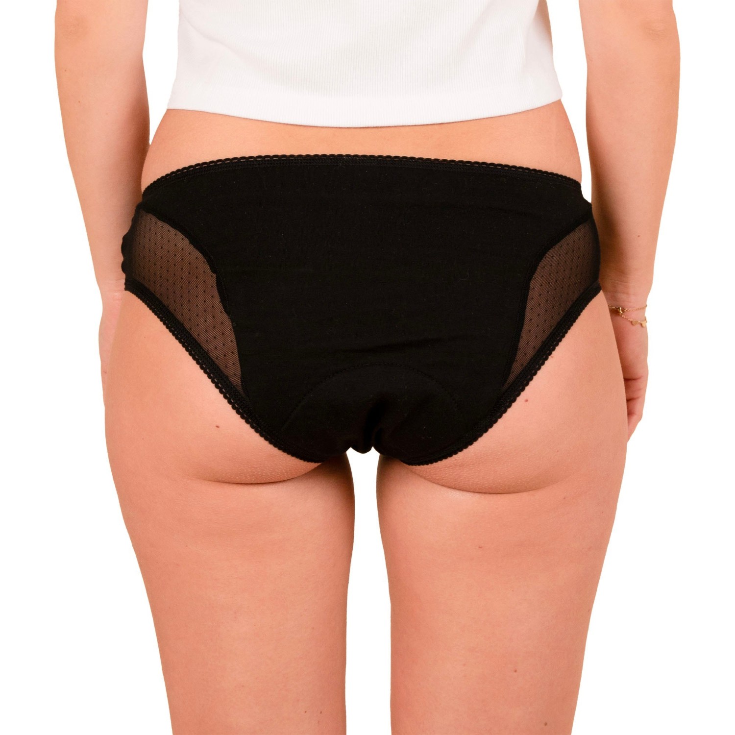 jho Culotte menstruelle noire plumetis flux moyens
