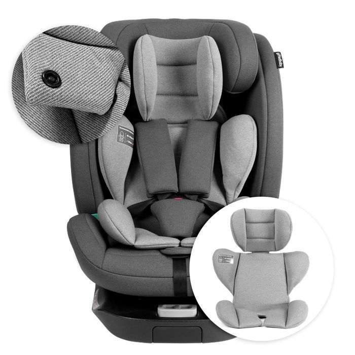 Cadeira auto giratória 360° i-Size - Interface ISOFIX - 40-150 cm de 0 a 12 anos (0-36 kg) - ECE R129 - Cinza