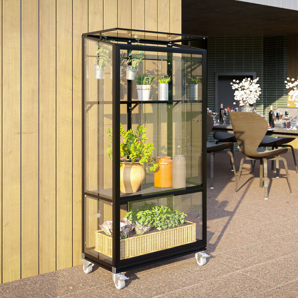Polis Balcony Greenhouse 350 ESG Rollfund, zwart
