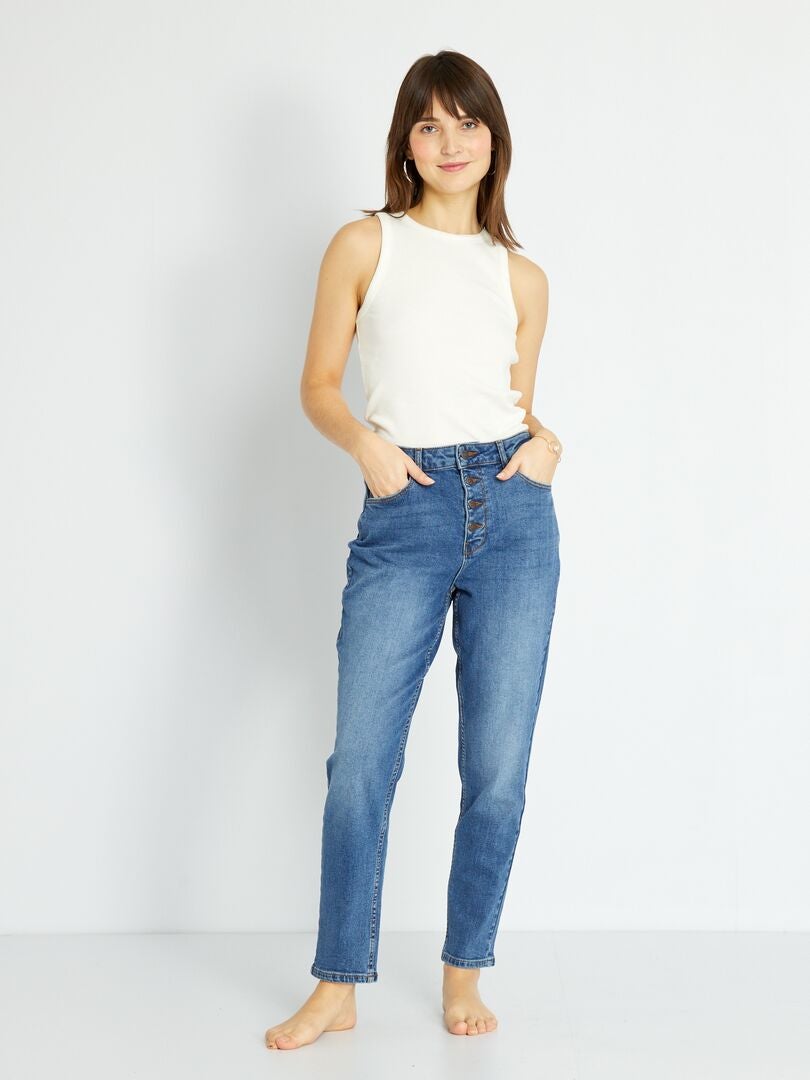Calça jeans Mom de cintura super alta - Tamanho 32 - Azul