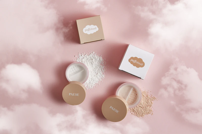 Pó solto e transparente Paese Puff Cloud Under Eye Powder para a área dos olhos.