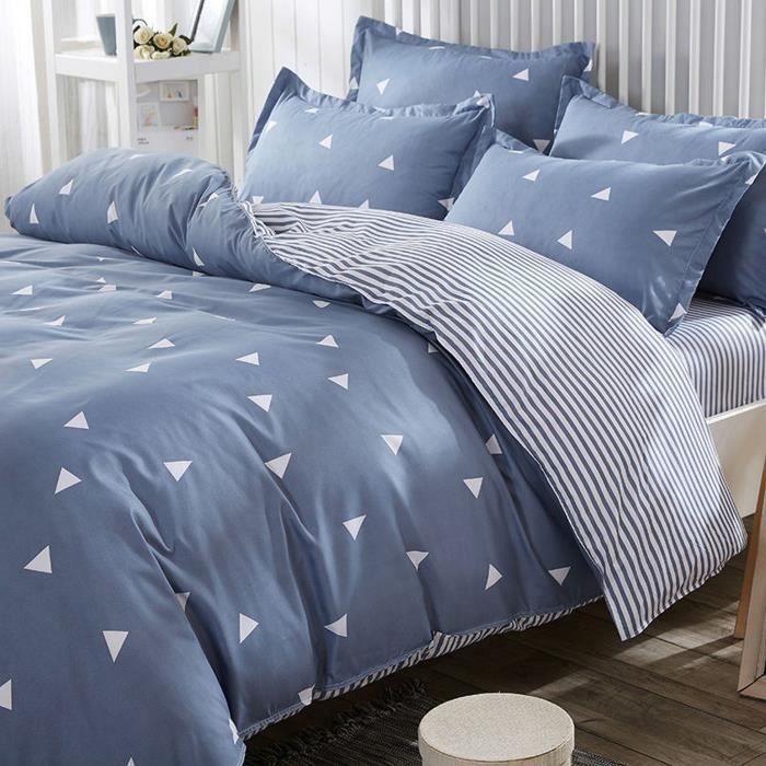 Juego de ropa de cama: 1 funda nórdica de 220 x 240 cm + 2 fundas de almohada de 60 x 60 cm - 65 % algodón, 35 % poliéster - Azul