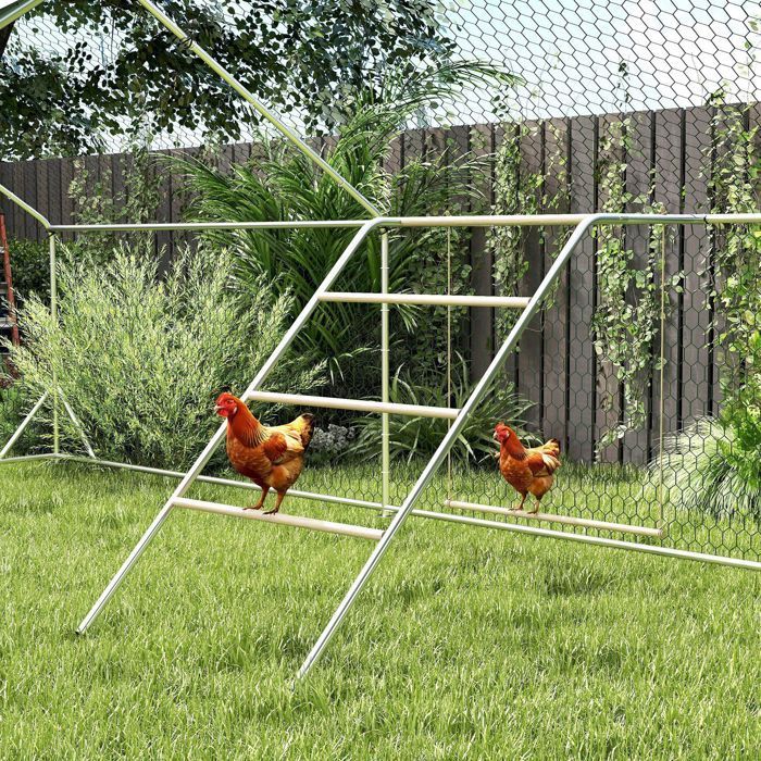 Perchoir pour poules - PawHut - 5 niveaux - échelle balançoire - en bois de pin et acier - 82 x 150 x 110 cm - argent