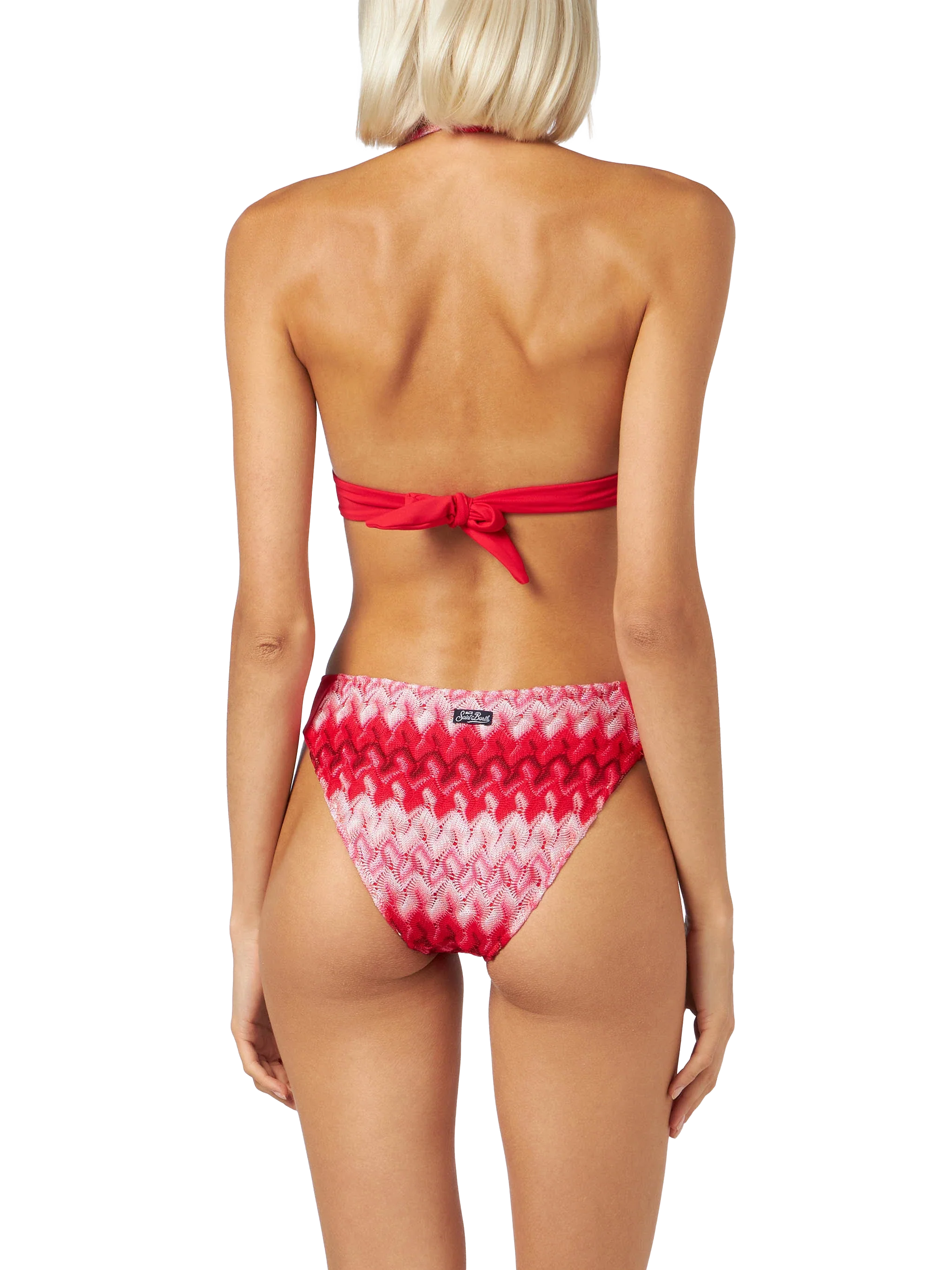 Rode gebreide slip met chevronprint