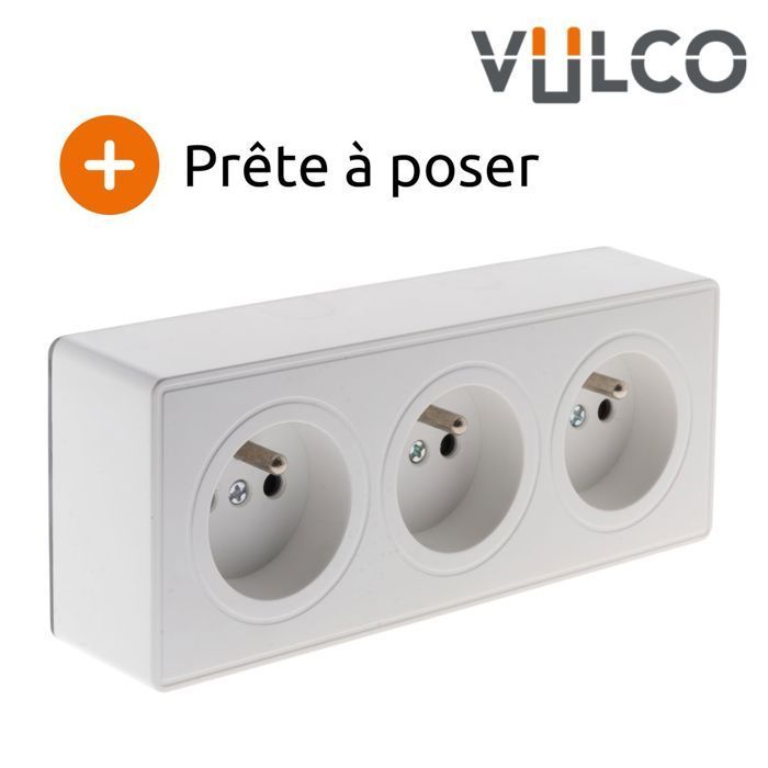 Vulco - Zenitech 2P+E 16A Enchufe triple de montaje en superficie blanco