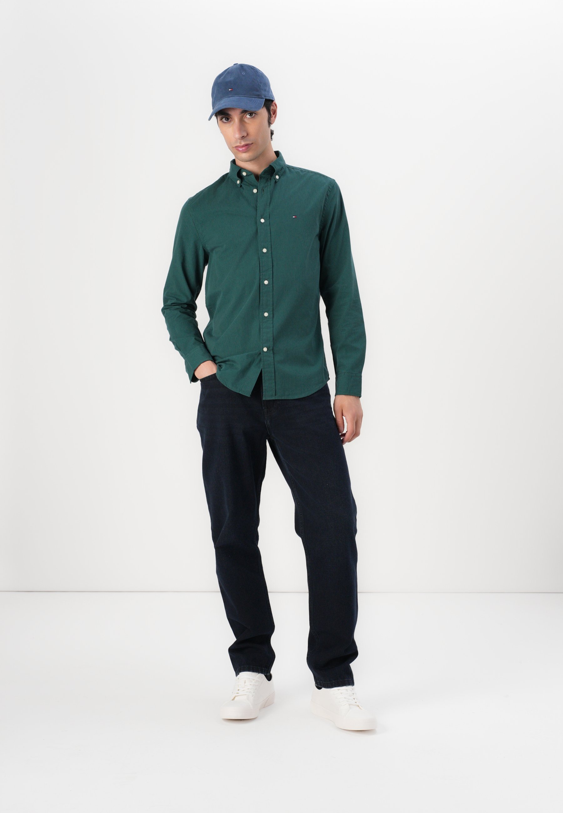 Tommy Hilfiger MICRO GINGHAM KREKLS - Krekls - ornamentāli zaļš
