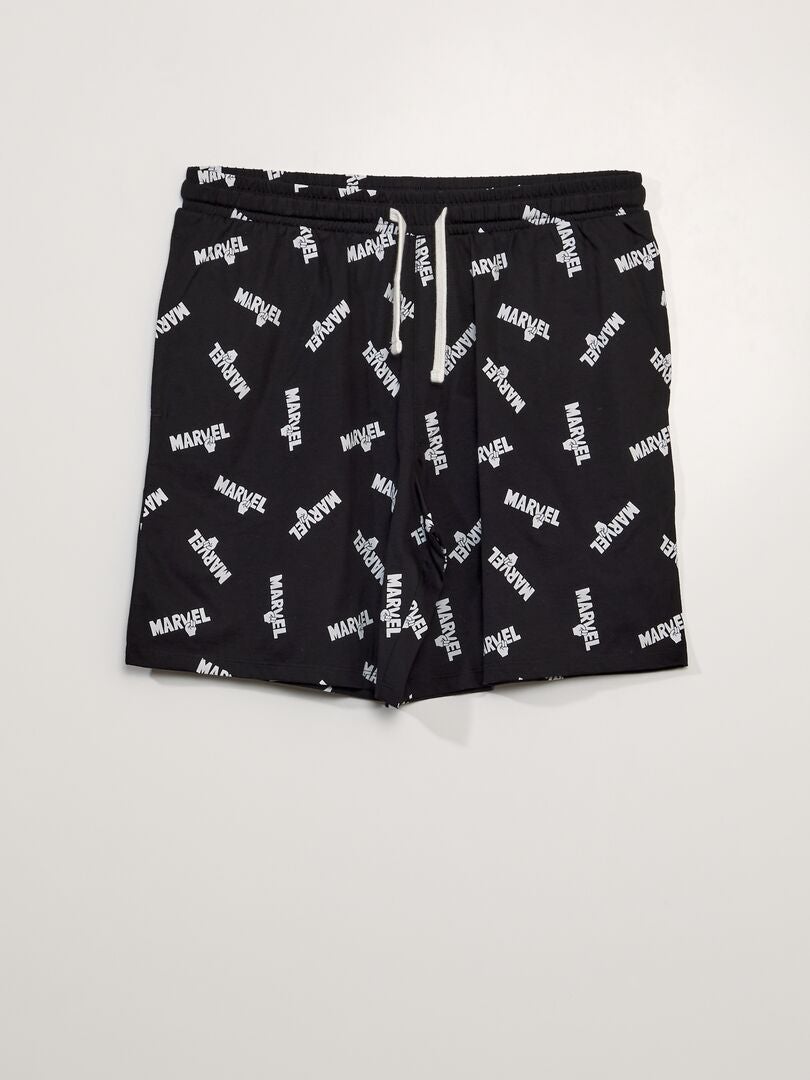 Pyjamaset bestaande uit T-shirt en short - 2-delig - ZWART