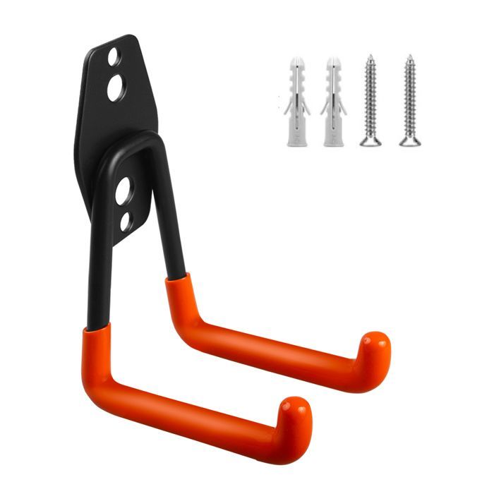 Soporte de pared para garaje - Maclean - MC-442 - Acero - Carga máxima 70 kg - Negro y naranja