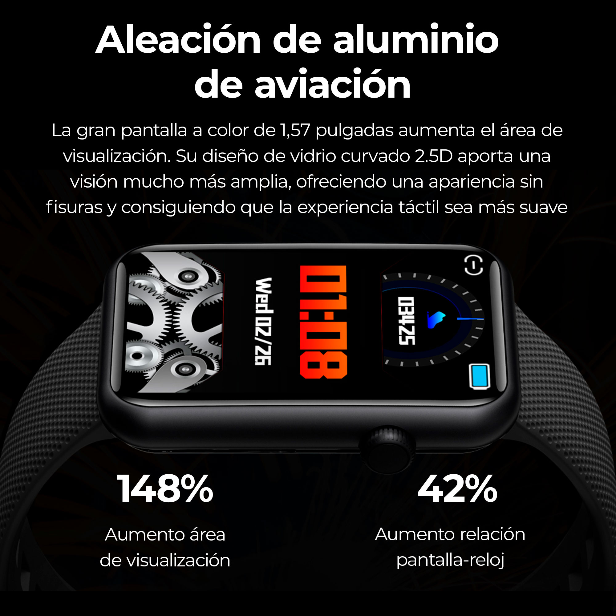 Relógio inteligente Ksix Tube, tela multitoque de 1,57