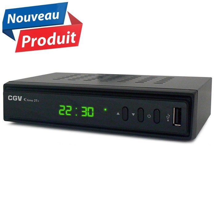 CGV Etimo 2T-c HD Digitaler terrestrischer Fernsehreceiver/Recorder/Decoder mit Dual-Tuner + 4K HDMI-Kabel - Französische und deutsche digitale terrestrische Fernsehsender