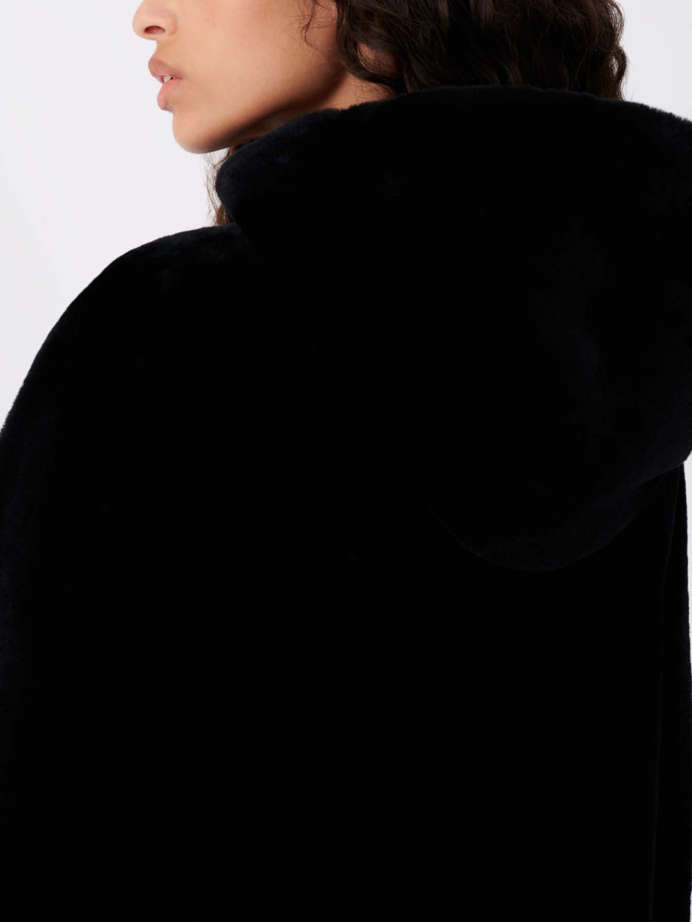 Palton reversibil din sherpa - Negru