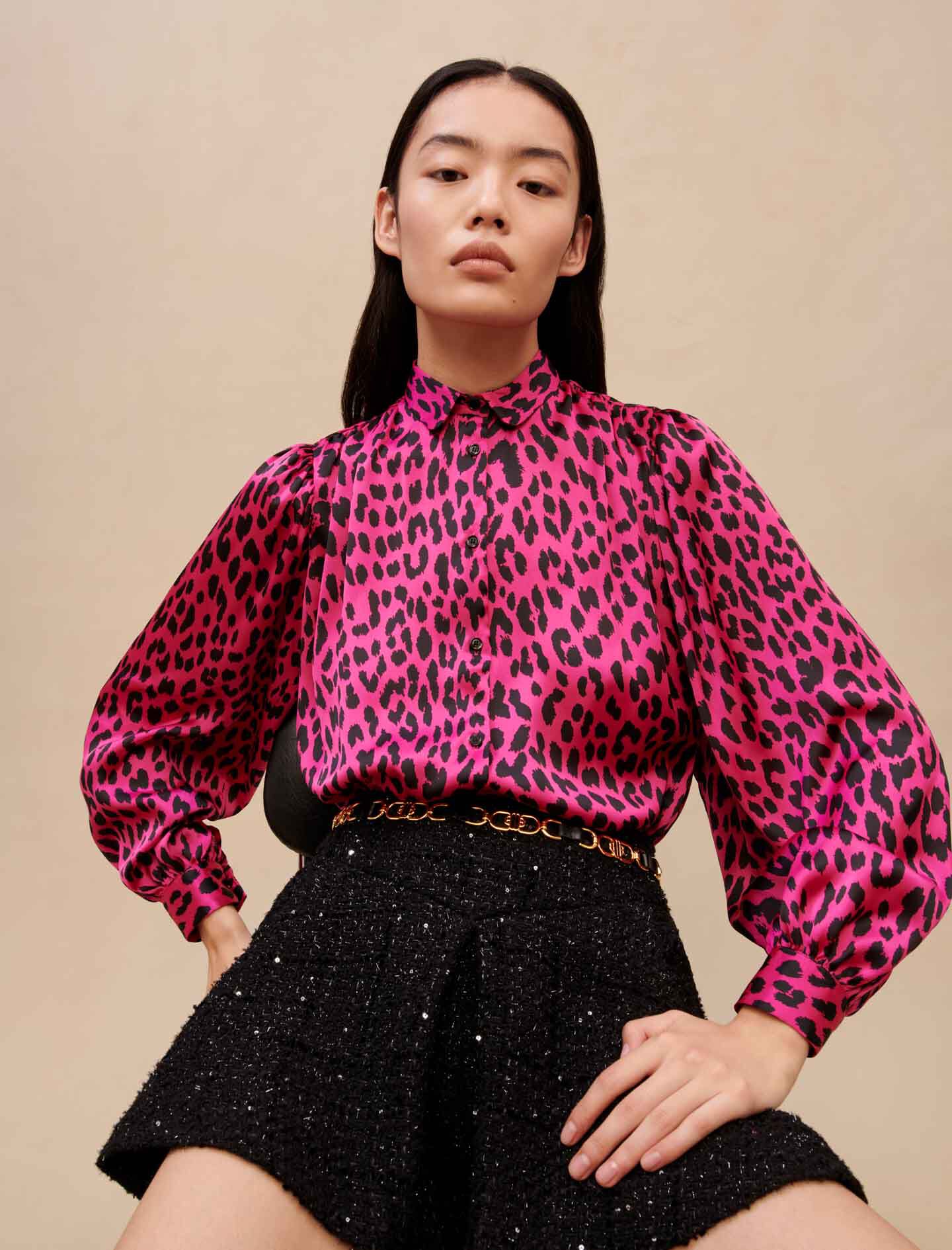 Shirt met luipaardprint - Fuchsia Luipaard