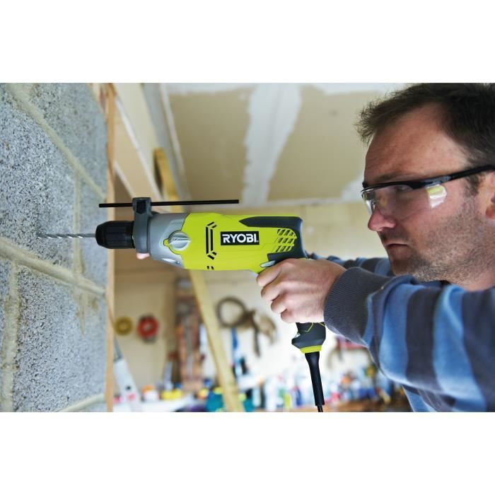 RYOBI - Taladro percutor de 1010 W - 1200-3000 BPM - 2 velocidades - Portabrocas metálico de 13 mm - Luz LED - Se suministra en maletín - RPD1010-K