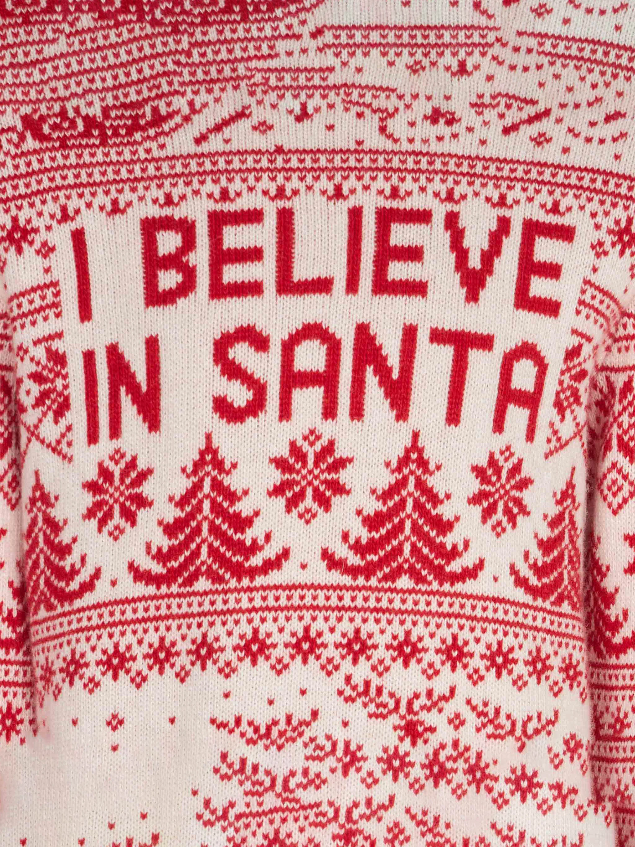 Maglione da bambina con stampa jacquard I believe in Santa