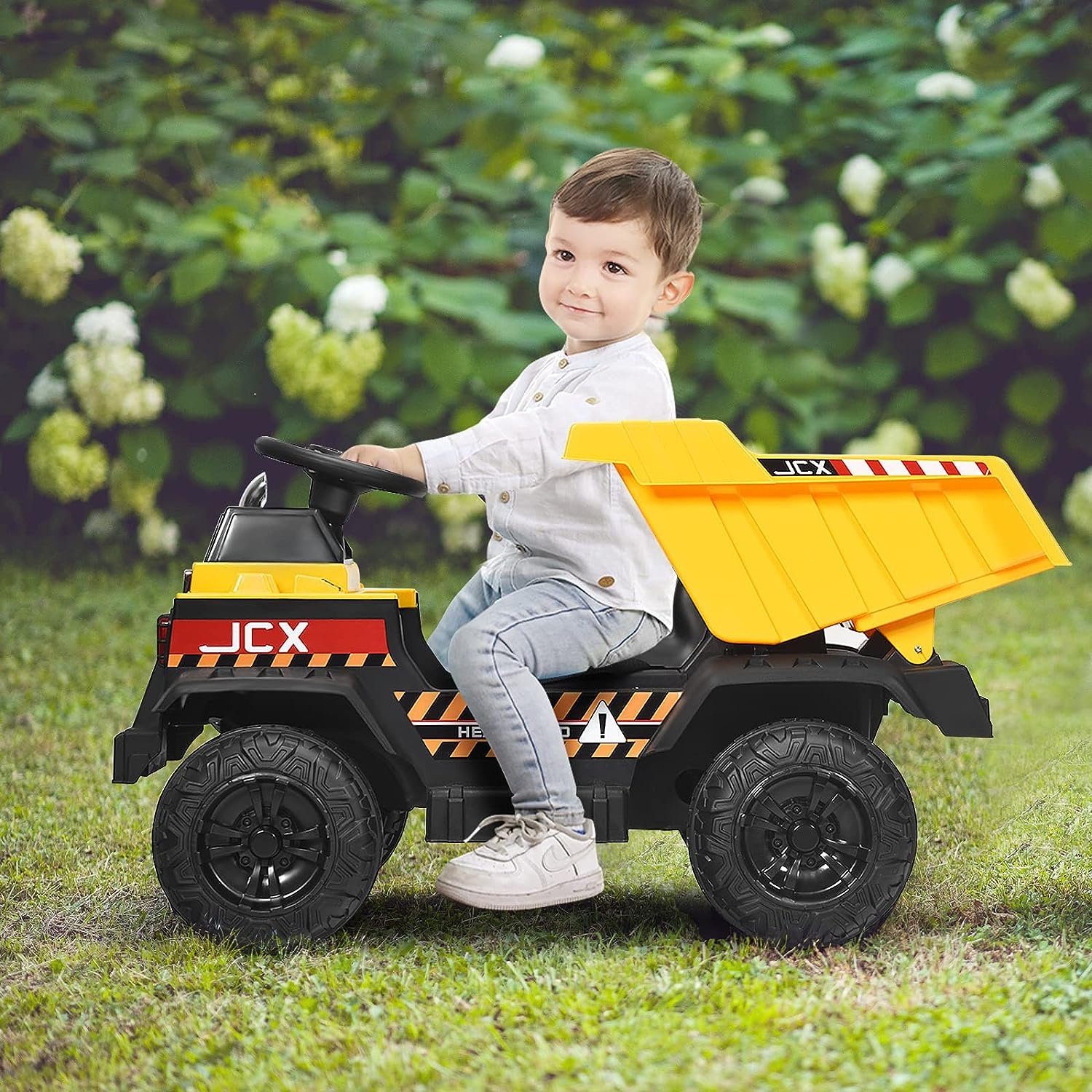 KOMFOTTEU elektrische kinderauto/kiepwagen, voor kinderen van 3-8 jaar