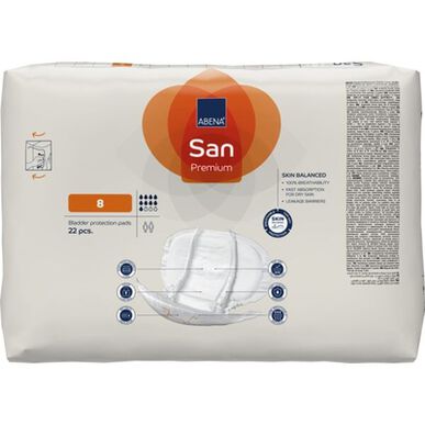 Abena San Premium 360 protiprosakující bariéry 8 inkontinenčních obvazů, anatomický tvar, 22 kusů.
