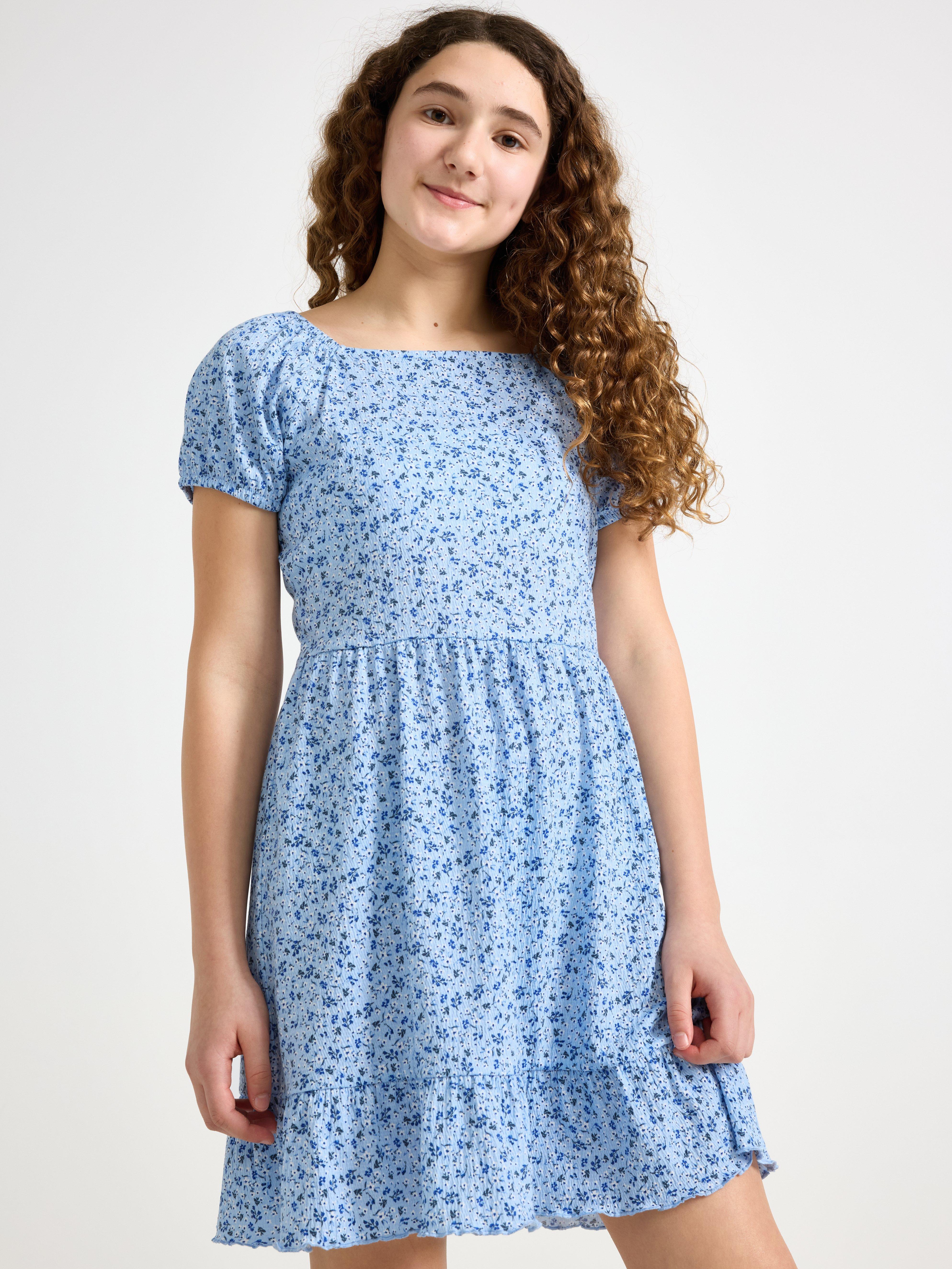 Rochie din jerseu cu mânecă scurtă, albastru deschis
