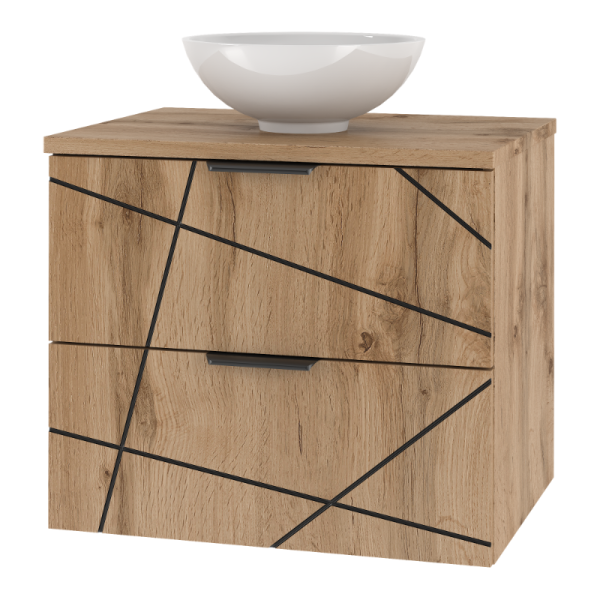 Zestaw Łazienkowy 60cm Szafka z Blatem Umywalka Dąb Wotan Wood