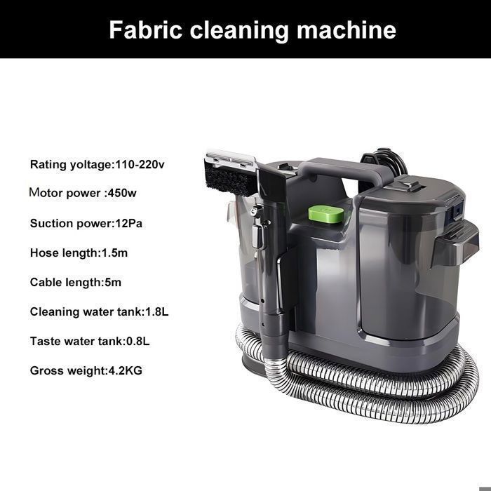 Nettoyeur détacheur portable - 500W/12 Kpa/Tuyau 1,5M - Cordon d'alimentation 5M - Réservoir 0,8L/1,8L - Aspirateur nettoyeur à eau