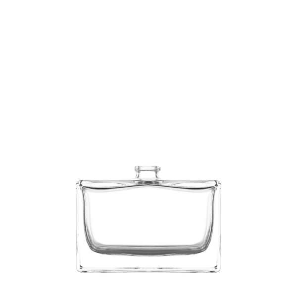 Flacon rectangulaire en verre transparent FEA 15 de 100 ml
