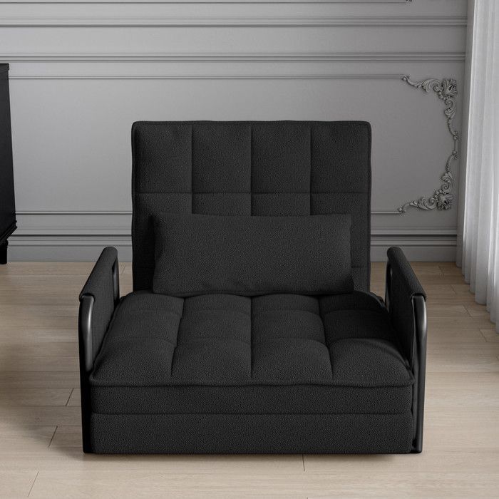 Fauteuil relaxation - Canapé lit convertible - 1 place - Noir - Dossier réglable