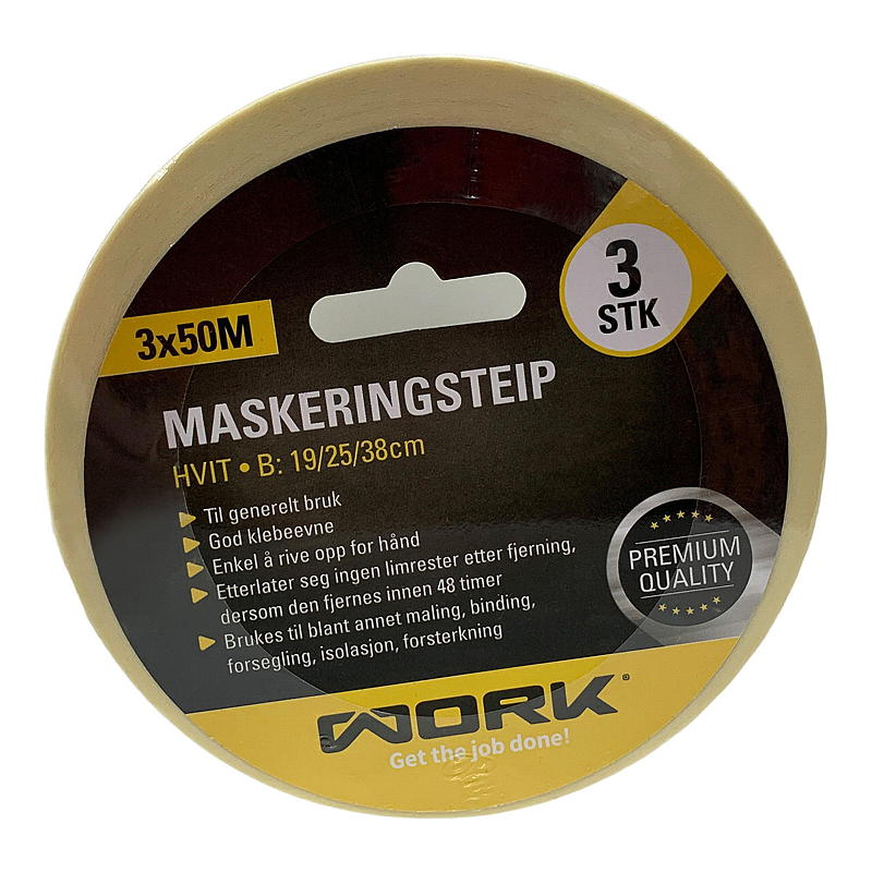 Arbeidsmaskeringstape 3x50 m, 19/25/38 mm, Arbeid