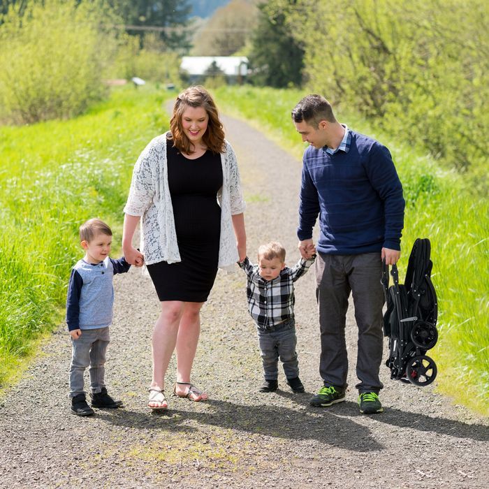 GOPLUS Poussette Double Pliable pour Bébé à 30Mois avec Dossier Réglable-Poignée et Auvent Réglables-Ceintures à 5 Points Noir