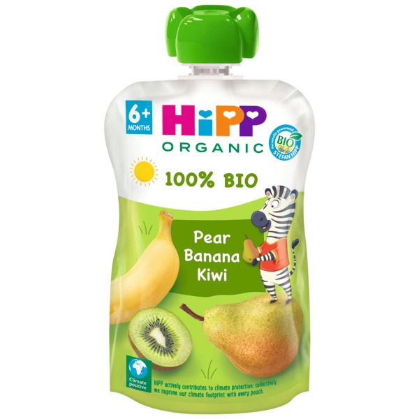 100% voćne vrećice: kruška, banana i kivi (organski) Dječje grickalice i keksi