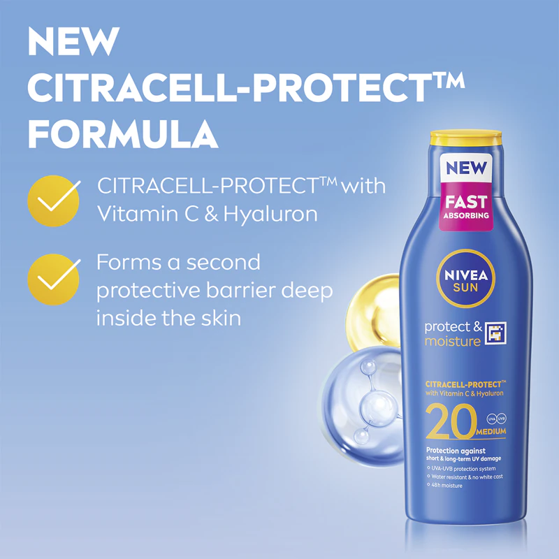 Loção protetora solar NIVEA SUN Protect & Moisture FPS 20
