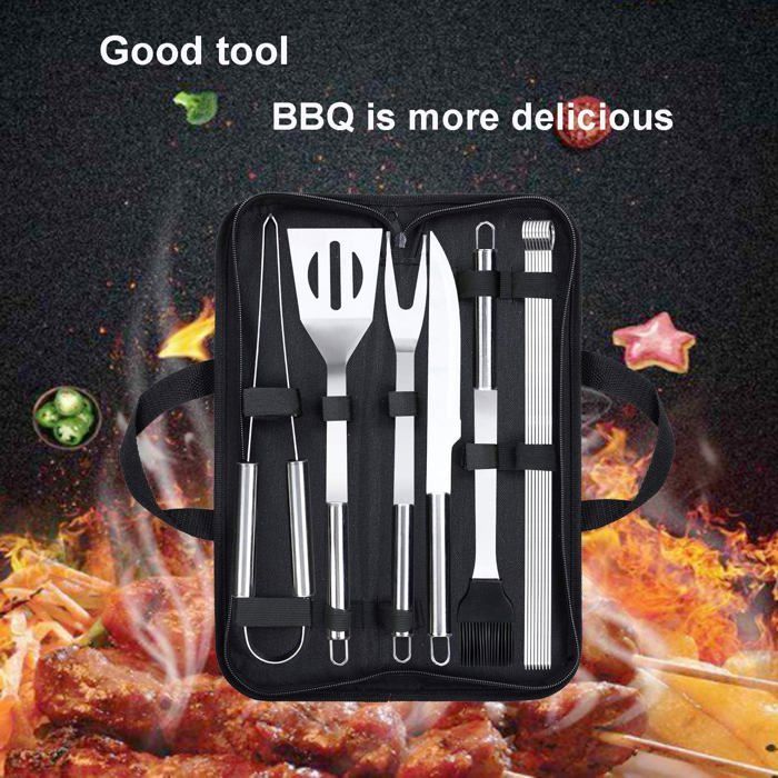 Utensílios para Churrasco - Kit de Acessórios para Churrasco em Aço Inoxidável, Churrasqueira Portátil com Estojo de Transporte