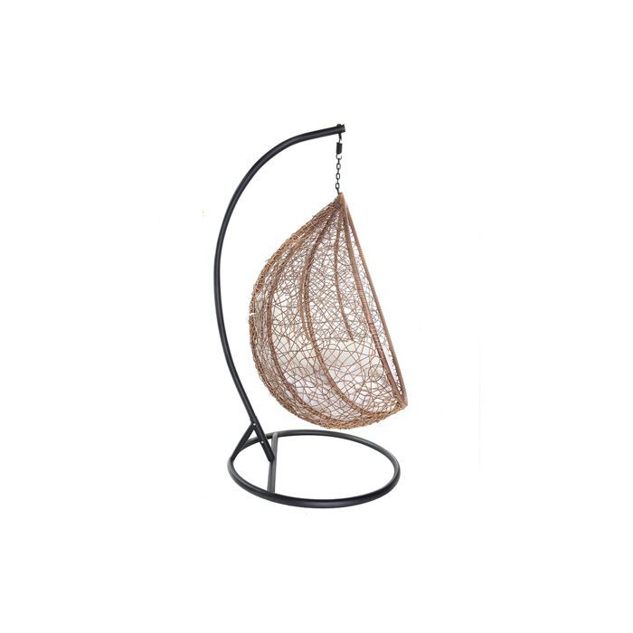 Miliboo - Sedia sospesa MOJO in rattan con base in resina nera e metallo