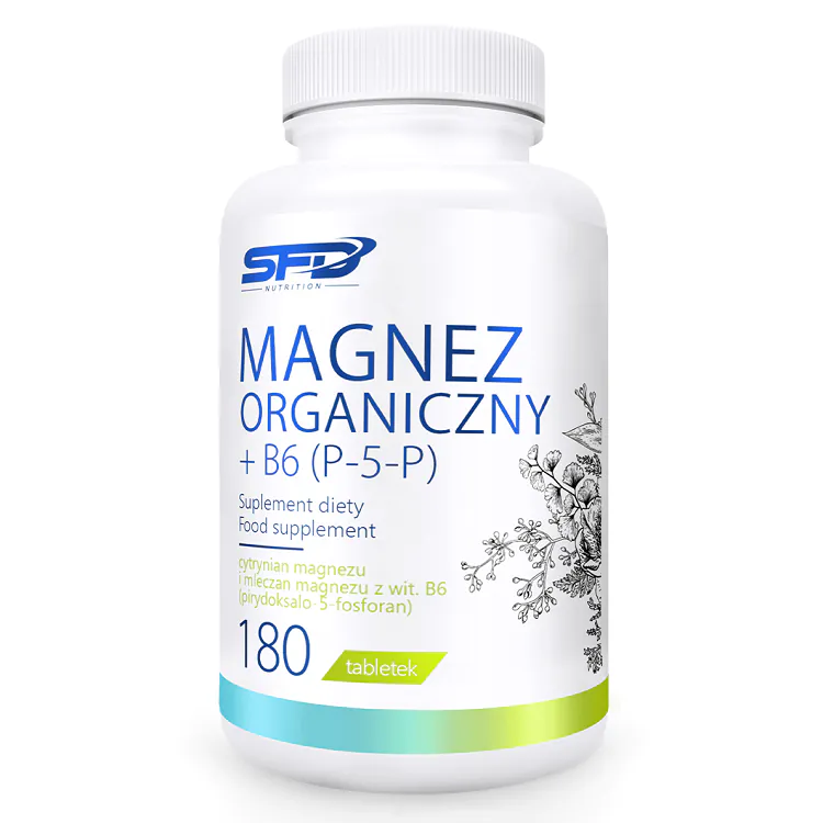 SFD Magnez Organiczny + B6 (P-5-P), Suplement diety zawierający magnez i witaminę B6, Tabletki
