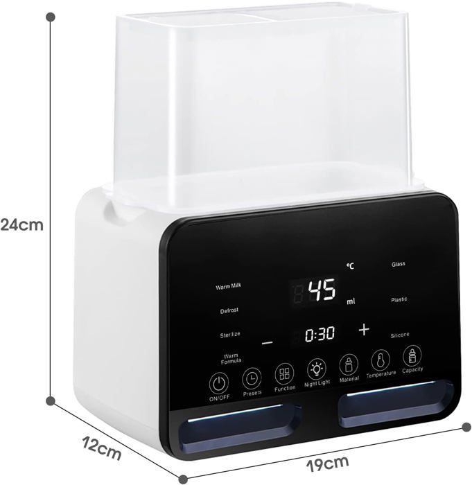 8-in-1 Baby Bottle Warmer: Fast Heating, Sterilizing, with LCD Screen, Defrosting, Timer, and Temperature Controls