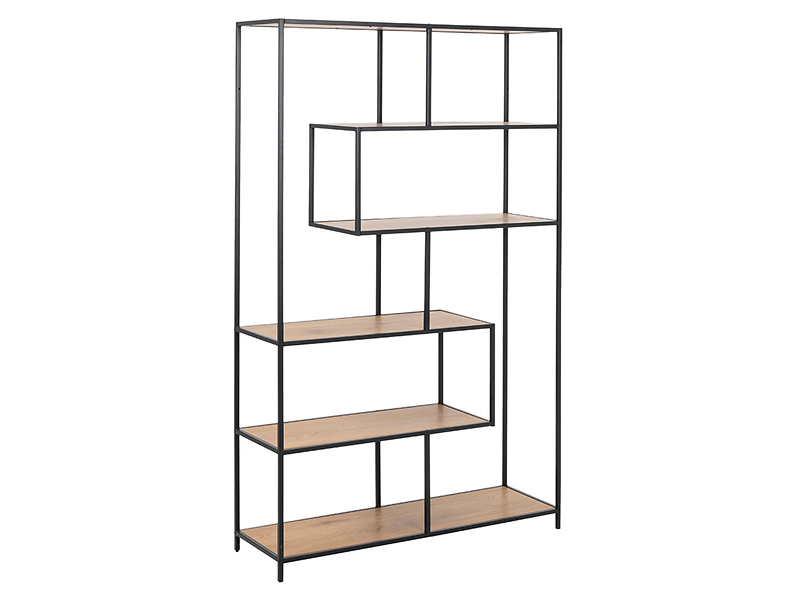 Regał Seaford 114 cm z półkami dąb/czarny