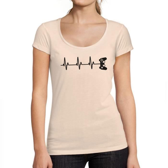 T-Shirt Femme - ULTRABASIC - Battement De Cœur Manette - 100% Coton - Manches Courtes - Rose Cremeux