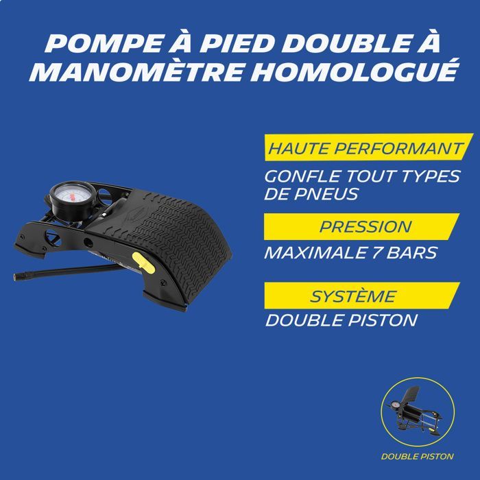 Bomba de pie de doble pistón MICHELIN + manómetro