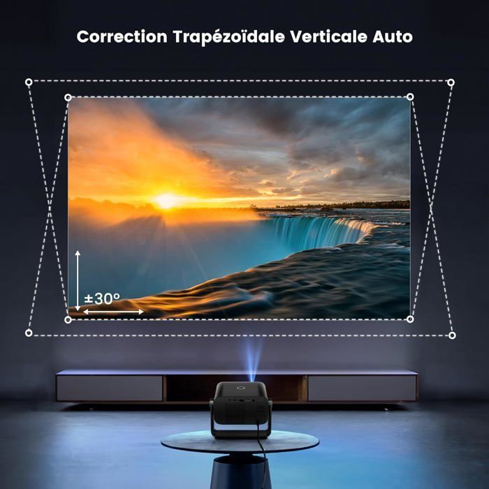 Mini Vidéoprojecteur Auto Keystone/Focus Électrique 1080P Wifi Bluetooth Vidéoprojecteur Portable 4K Fhd Supporté Angle Réglable 14