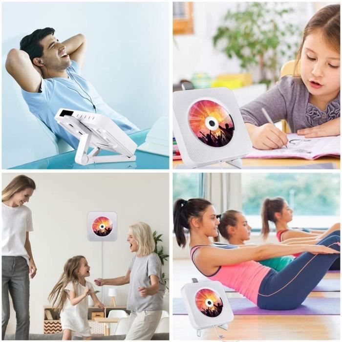 Lecteur CD Portable Bluetooth STILLCOOL - Haut-Parleur HiFi à Distance - Lecteur U - Blanc