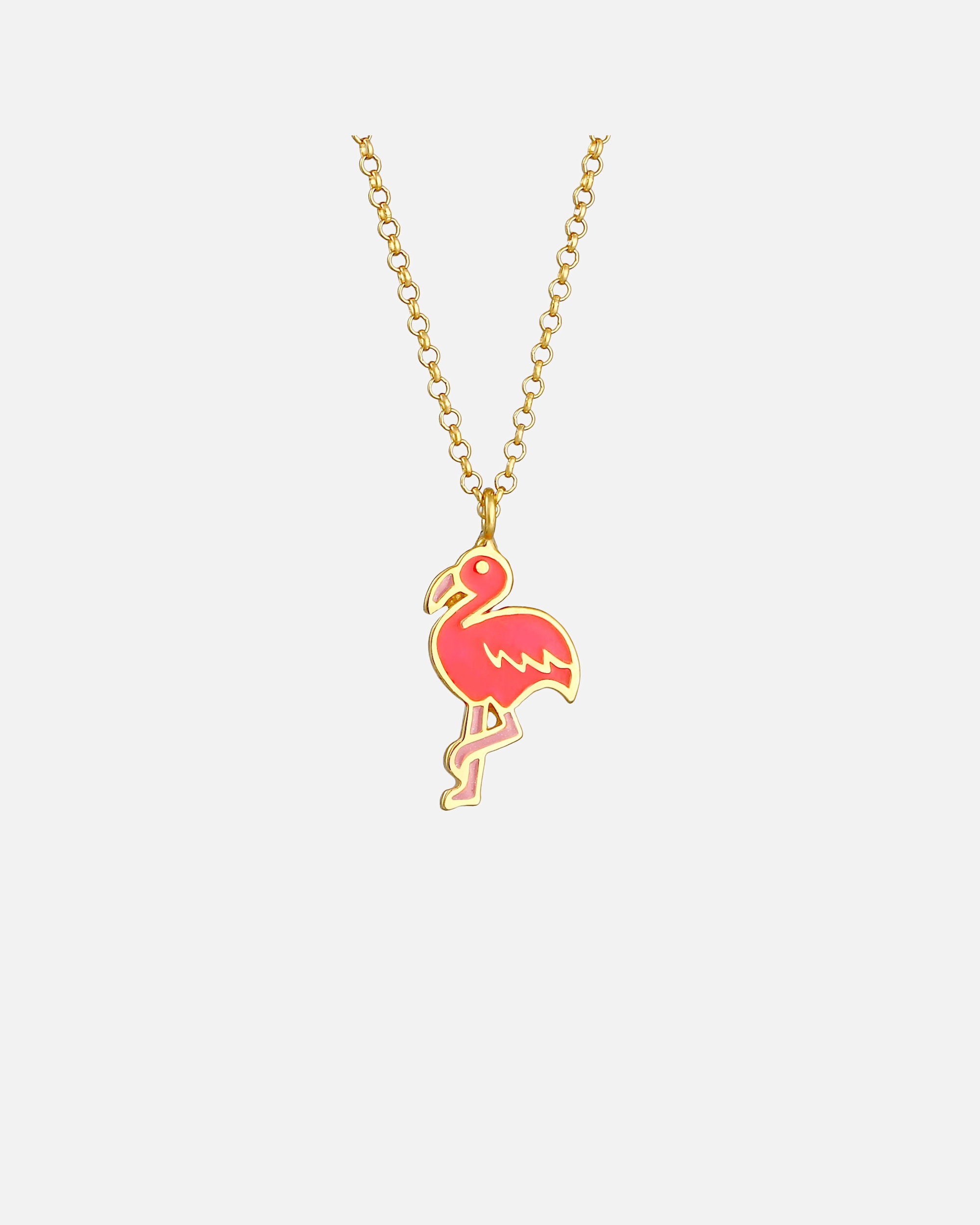 Elli Pendentif Flamant d'été coloré avec émail en argent sterling 925 plaqué or pour enfants