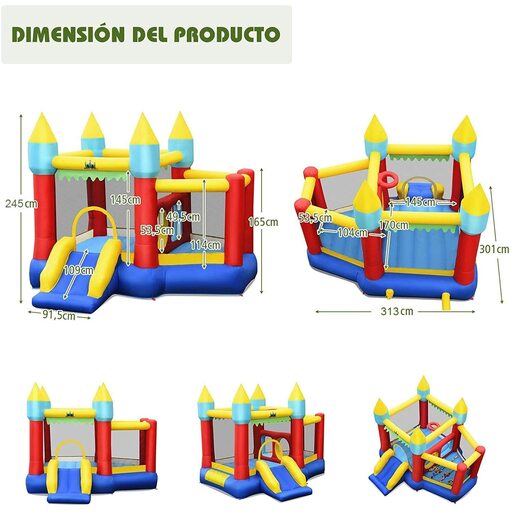  Inflatable Castle with Slide 301x285x165cm