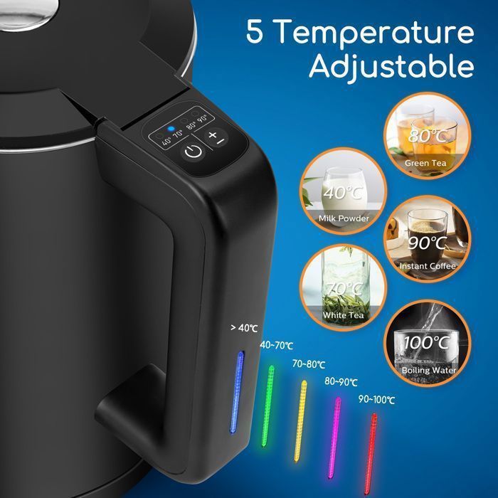 Aigostar slimme waterkoker 1,7 liter met cool touch-functie, instelbare temperatuur, compatibel met Alexa en Google Home, houdt water tot wel 24 uur warm.