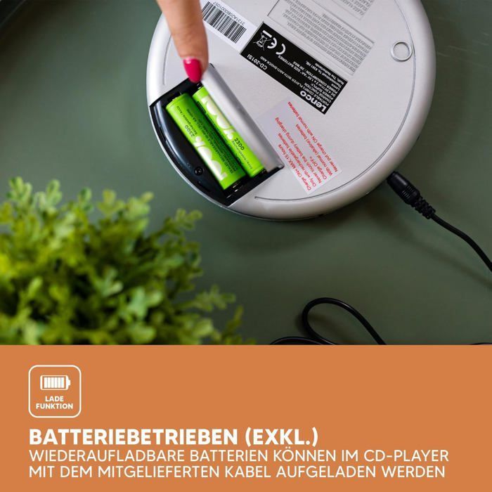 Reproductor de CD portátil - ZGEER - CD-201SI - Resistente a golpes - MP3 - Plateado - 13,7 x 2,4 x 14,8 cm - Conector de 3,5 mm - USB