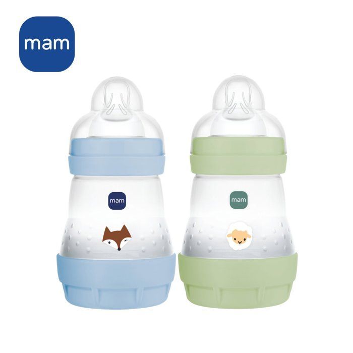 Conjunto de 2 Mamadeiras - MAM - Easy Start - Anticólica - 160 ml - Bico Tamanho 1 - Oceano + Areia
