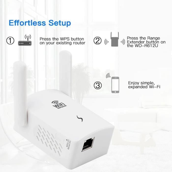 [Paquete de 2] Repetidor WiFi de 300 Mbps - Fácil configuración - Cobertura de 200 m² - Seguridad WPA/WPA2
