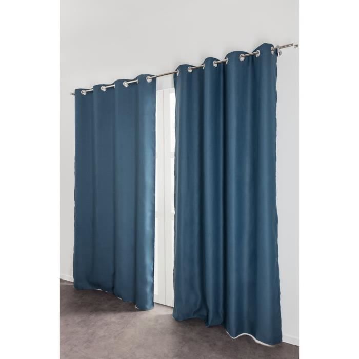 Cortinas opacas - Juego de 2 - Azul - 135 x 240 cm - Ojales metálicos
