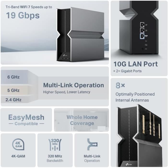 Repetidor WiFi 7 TP-Link RE800BE BE19000Mbps Tri-Banda