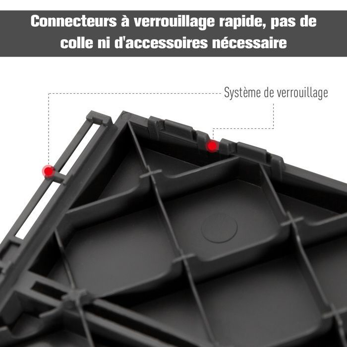 Baldosas para terraza Outsunny - juego de 9 baldosas de plástico negro con efecto madera, encajables - 30x30cm - negro